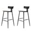 1 Kit 2 Banquetas Altas Analu Rivatti 110cm -Altura- Assento e Encosto PP Preto Detalhe PU Cinza Base em Aco